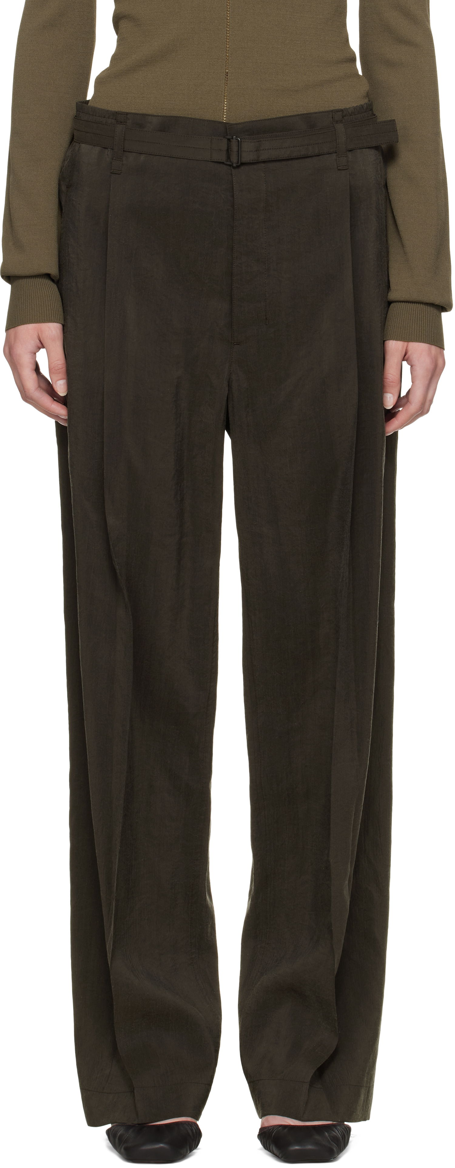 Bukser LEMAIRE Lemaire Belted Relaxed Trousers Grøn | PA1206 LF1308, 0