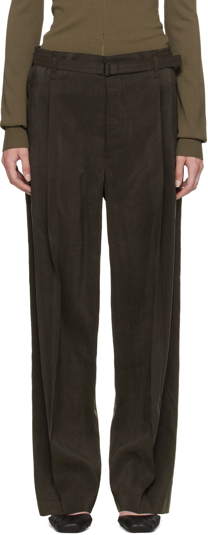 Bukser LEMAIRE Lemaire Belted Relaxed Trousers Grøn | PA1206 LF1308