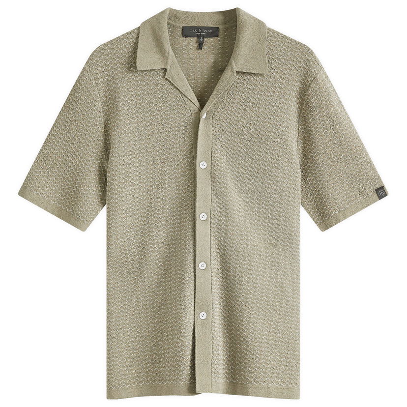 Skjorte rag & bone Jacquard Avery Short Sleeve Shirt Grøn | MBS24P025BB25-VET