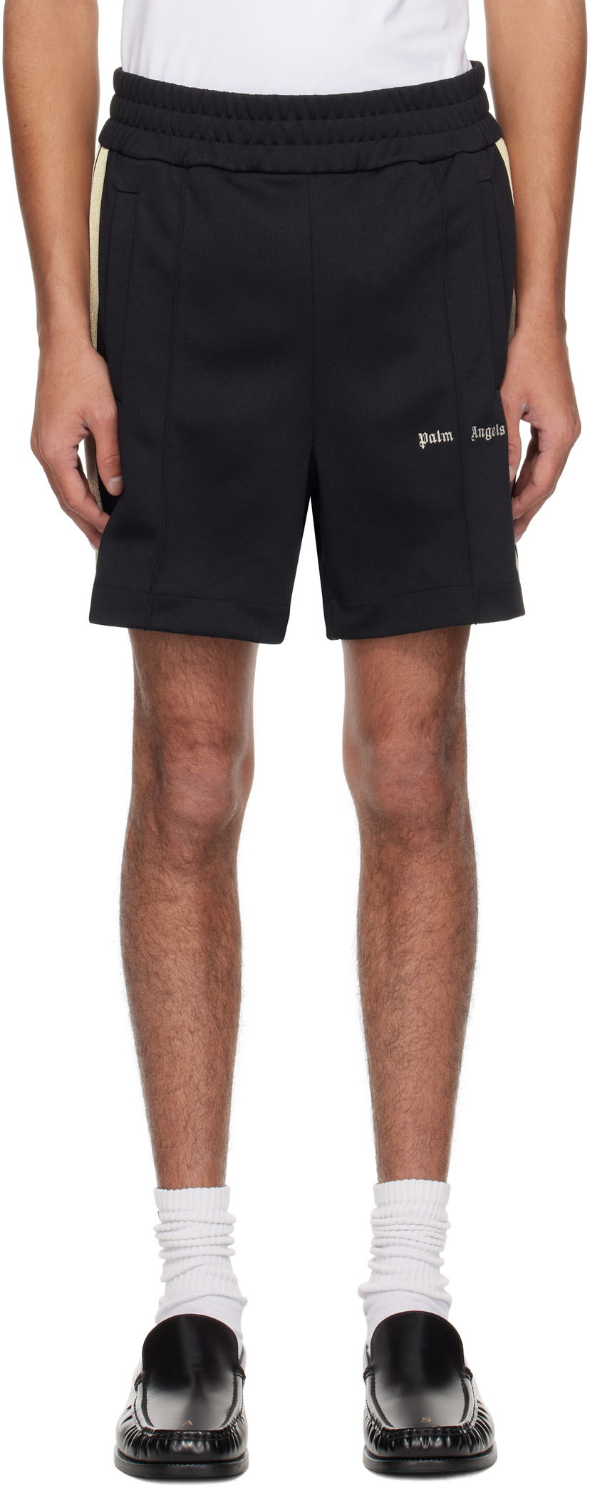 Shorts Palm Angels Palm Angels Embroidered Logo Track Shorts Sort | PMCL004C99FAB0021003