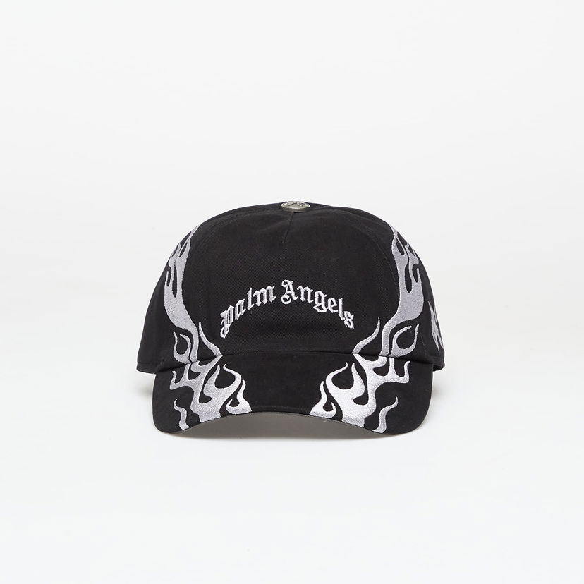 Kasket Palm Angels Curved Logo Flames Cap Black/ Light Grey Universal Sort | PMLB104F25FAB0061005