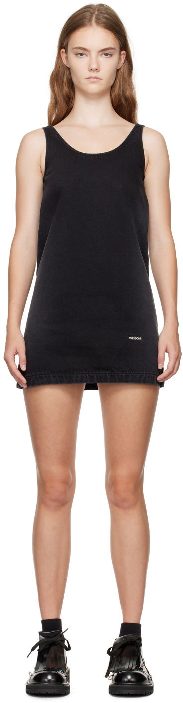 Kjole We11done We11done Faded Denim Minidress Sort | WD-DO2-24-358-W-BK