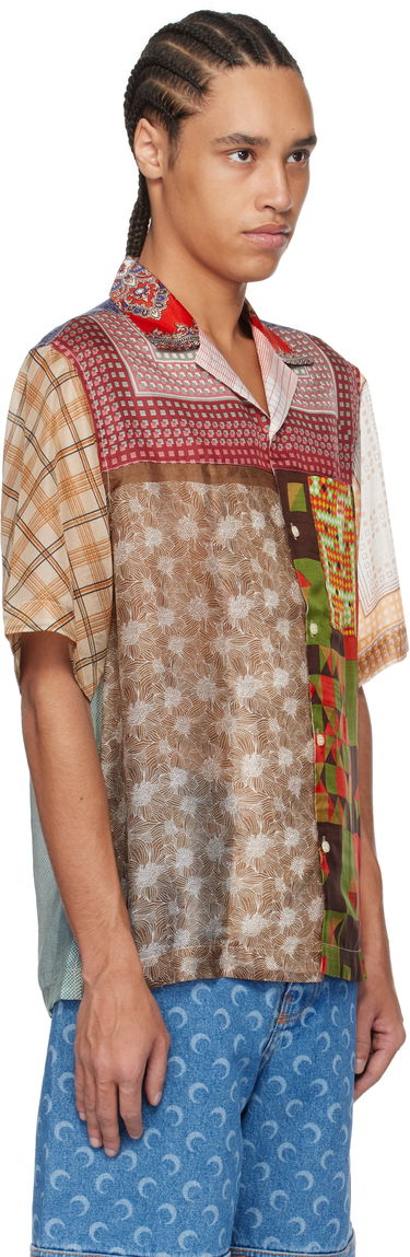 Skjorte Marine Serre Marine Serre Regenerated Silk Patchwork Bowling Shirt Flerfarvet | USI025A UWOV0028, 1