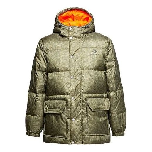 Puffer jakke Converse Mid-Length Printed Down Puffer Jacket Grøn | 10007262-A01, 0