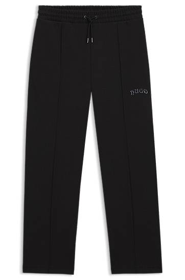 Træningsdragt BOSS Cotton-blend Drawstring Tracksuit Bottoms with Front Seams and Embroidered Logo Sort | 50546780, 0