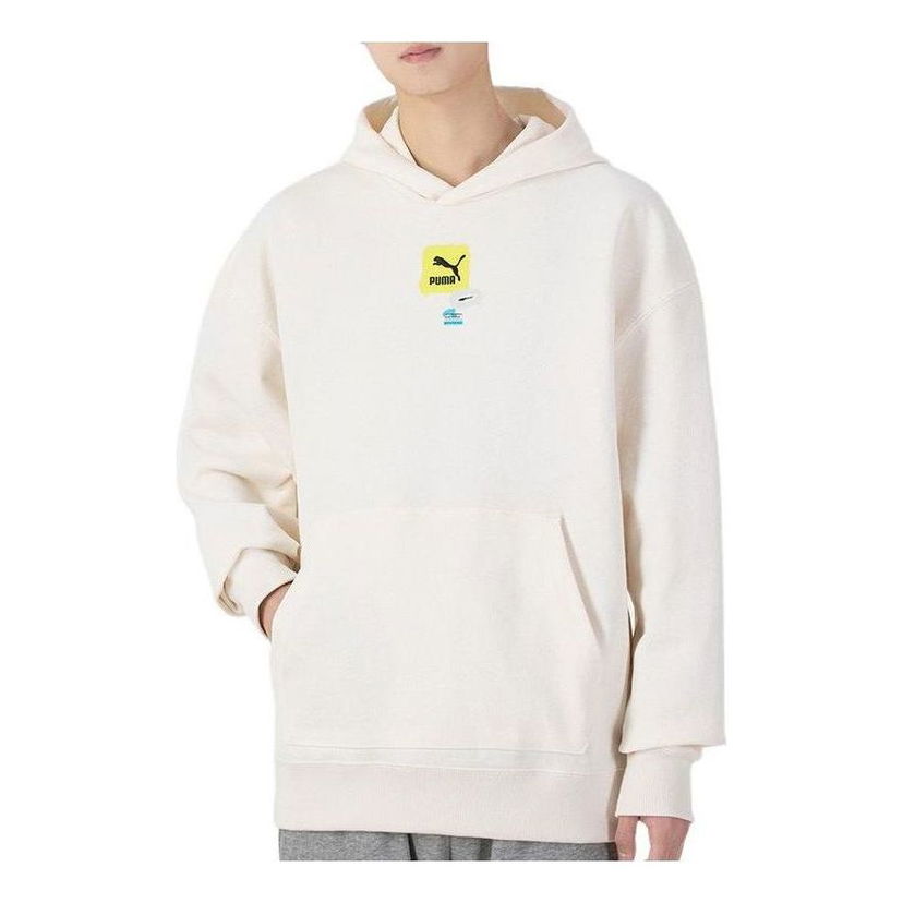 Sweatshirt Puma Oversize Graphic Logo Hoodie Hvid | 536061-65