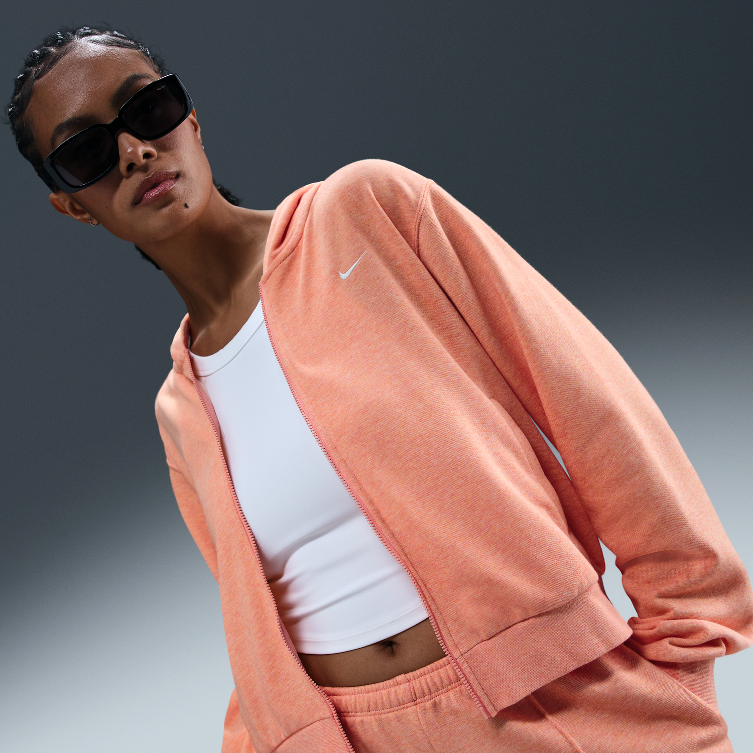 Sweatshirt Nike Nike Sportswear Chill Terry Full-Zip Hoodie Orange | FN2415-844, 0