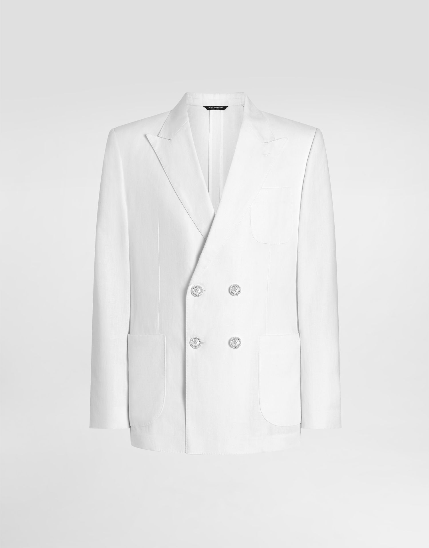 Jakke Dolce & Gabbana Dolce & Gabbana Portofino Double-breasted Linen Jacket Hvid | G2NZ2TFU4JBW0111, 0
