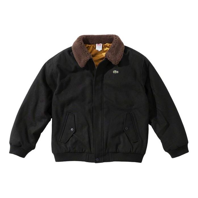 Bomberjakke Supreme Supreme x Lacoste Wool Bomber Jacket Sort | SUP-FW19-530