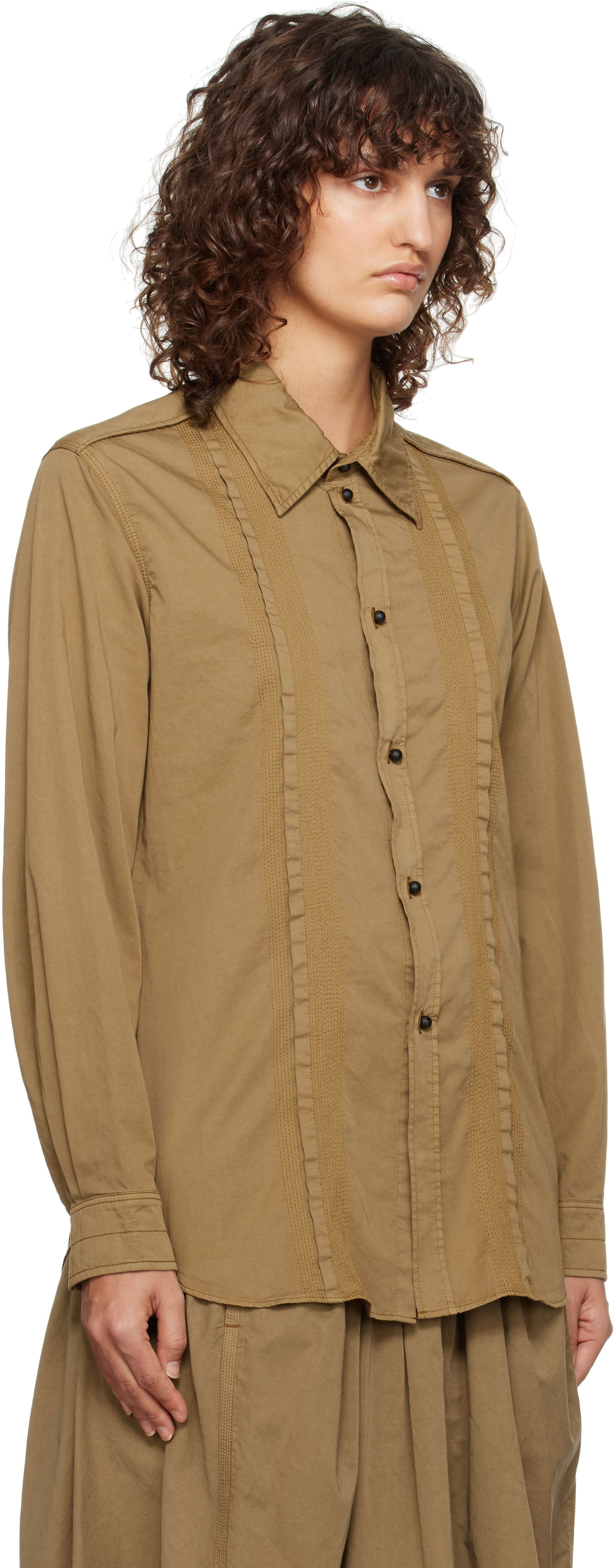 Skjorte LEMAIRE Lemaire Multi-Topstitch Fitted Shirt Brun | SH1109 LF1206, 1