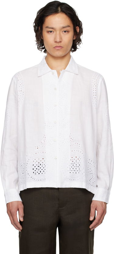 Skjorte Bode Bode Belvoir Eyelet Shirt Hvid | MRS25SH039, 0