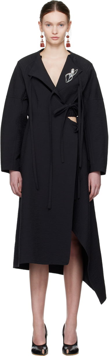 Kjole Tory Burch Tory Burch Cotton Wrap Midi Dress Sort | 173644-001, 0