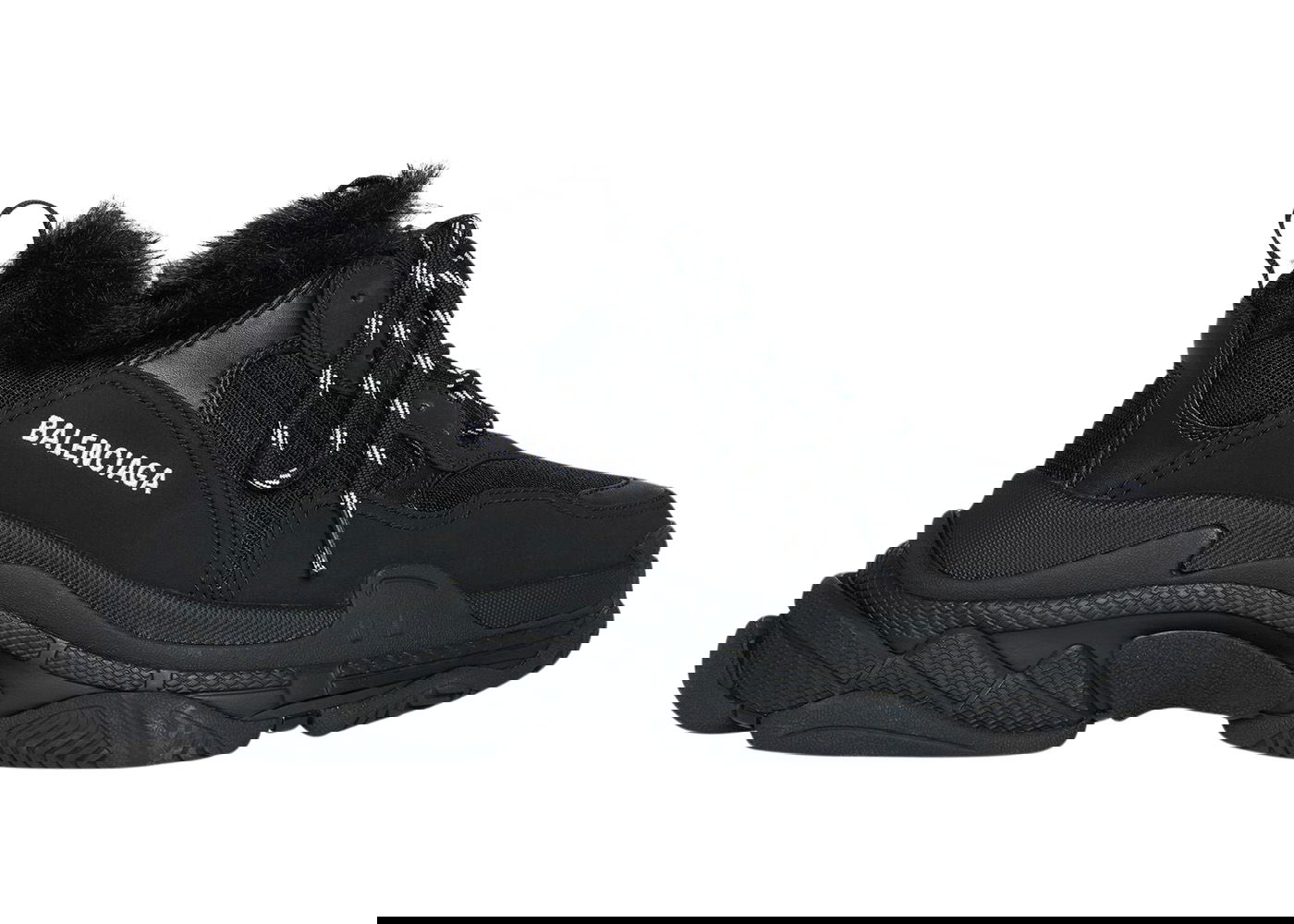 Sneakers og sko Balenciaga Triple S Fake Fur Black Sort | 668563W3CQ51000, 0