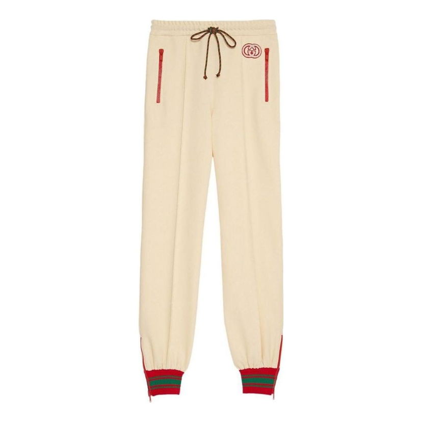 Joggingbukser Gucci Polyester Blend Ivory Jogging Pants Beige | 734577-XJEWO-9782