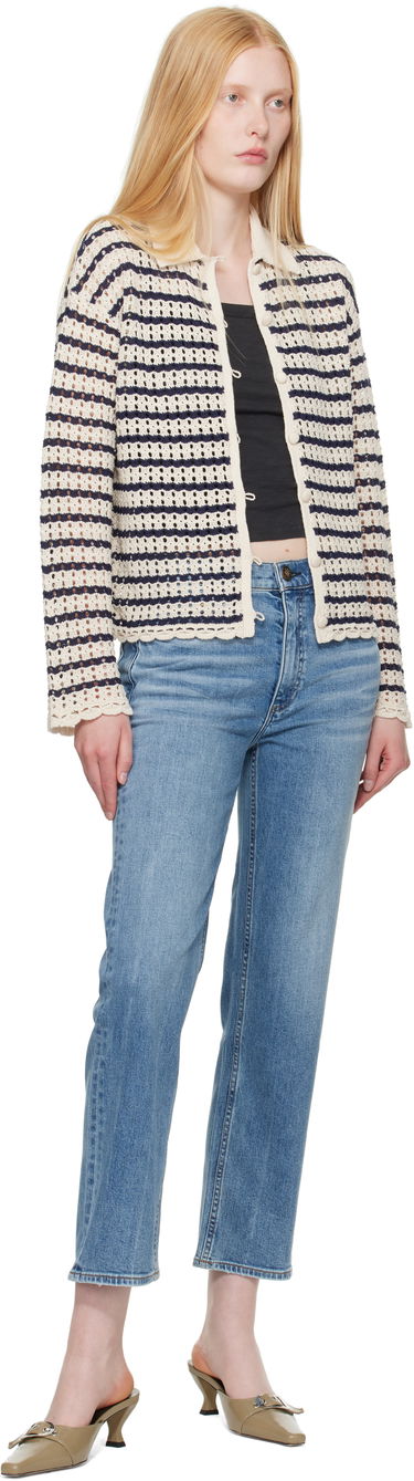 Sweater rag & bone rag & bone Khloe Striped Open-Knit Cardigan Beige | WAS25P060BR60, 3