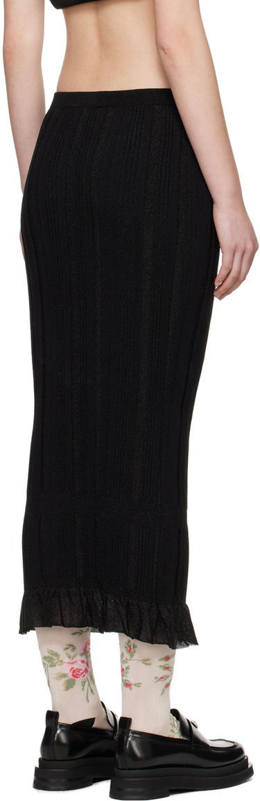 Nederdel Simone Rocha Simone Rocha Skinny Rib Frill Midi Skirt Sort | HMK35 0624, 2