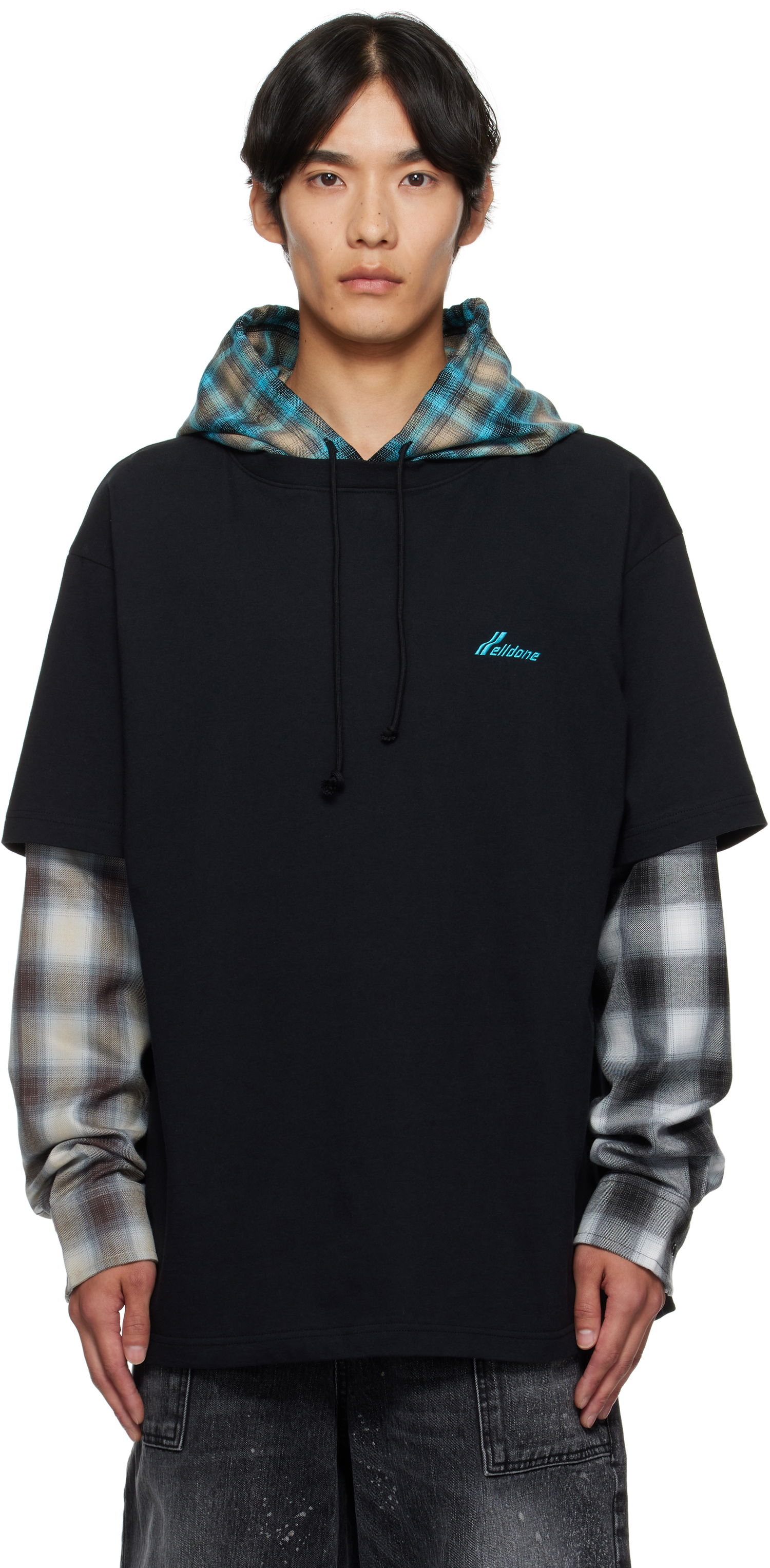 T-shirt We11done We11done Checkered Layered T-Shirt Sort | WD-TT2-25-783-U-BK, 0