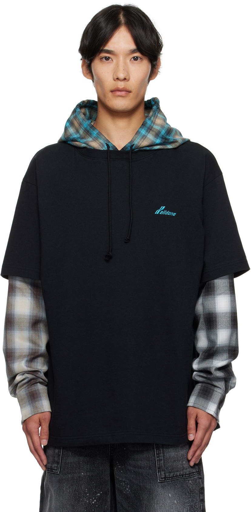 T-shirt We11done We11done Checkered Layered T-Shirt Sort | WD-TT2-25-783-U-BK