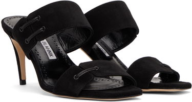 Tilbehør Manolo Blahnik Manolo Blahnik Nebre Suede Heeled Mules Sort | 223-1354, 3