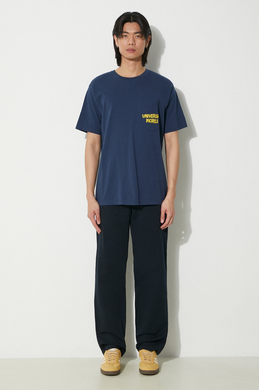 T-shirt Universal Works Universal Works Print Pocket Tee Mørkeblå | 30611.NAVY, 1