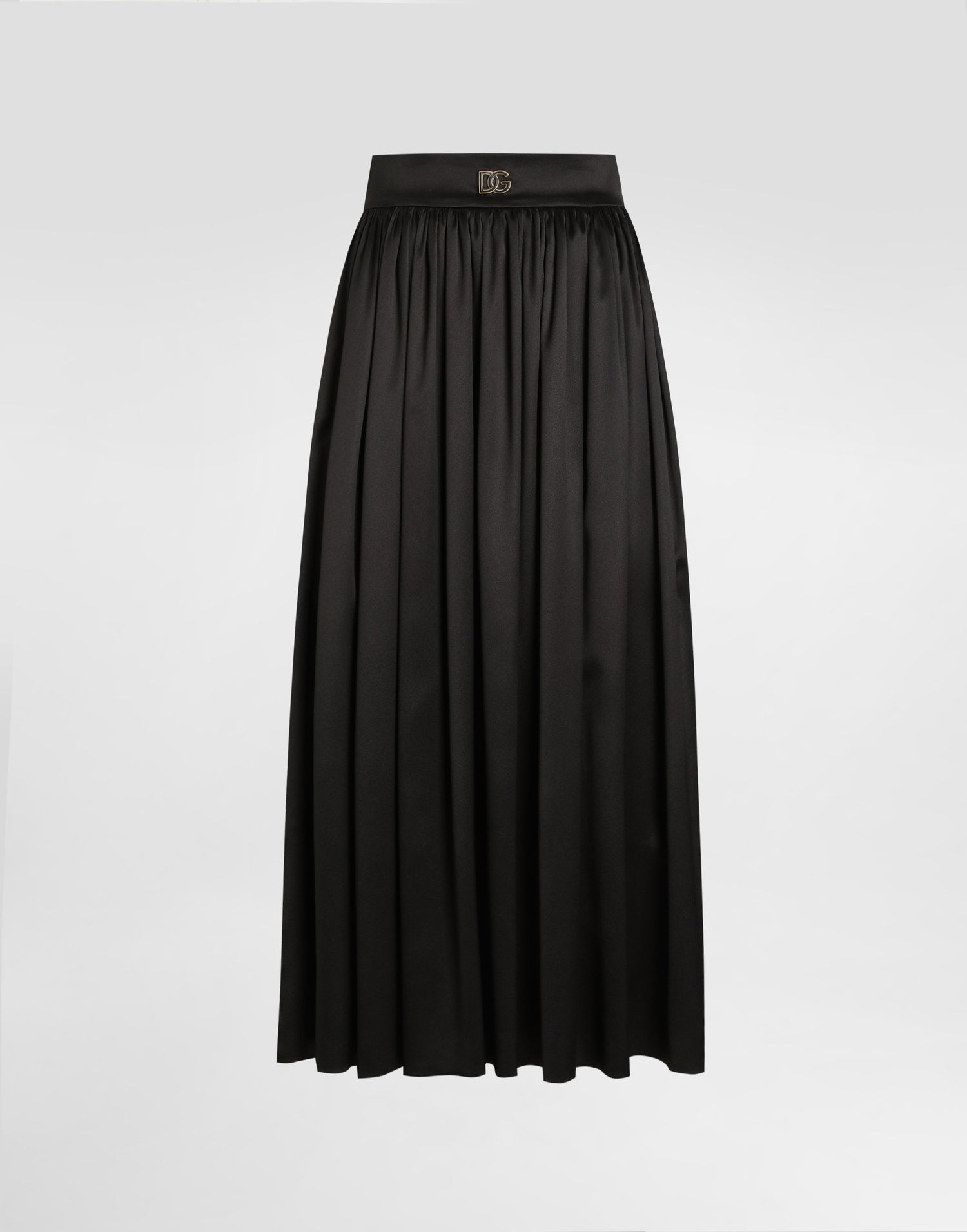 Nederdel Dolce & Gabbana Dolce & Gabbana Midi Satin Skirt With Metal Logo Sort | F4CLNTGDDBLN0000, 0
