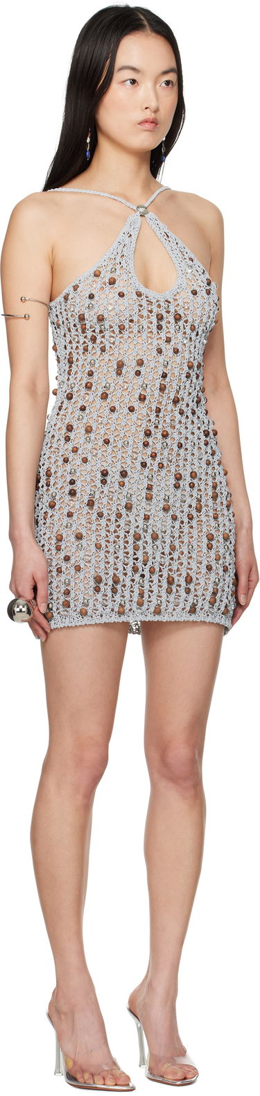 Kjole Coperni Coperni Beaded Knit Mini Dress Sort | COPML130Y3013, 4