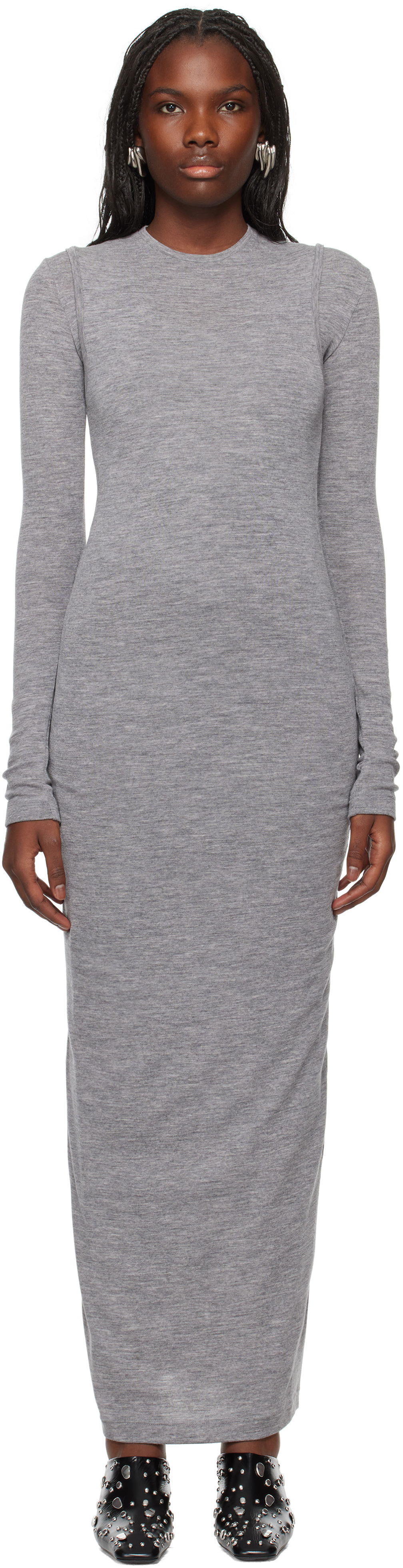 Kjole Jil Sander Lightweight Slub Wool Maxi Dress Grå | J40FV0112_J20226, 0
