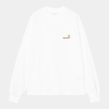 T-shirt Carhartt WIP Long Sleeve American Script T-Shirt Hvid | I035466_5, 0