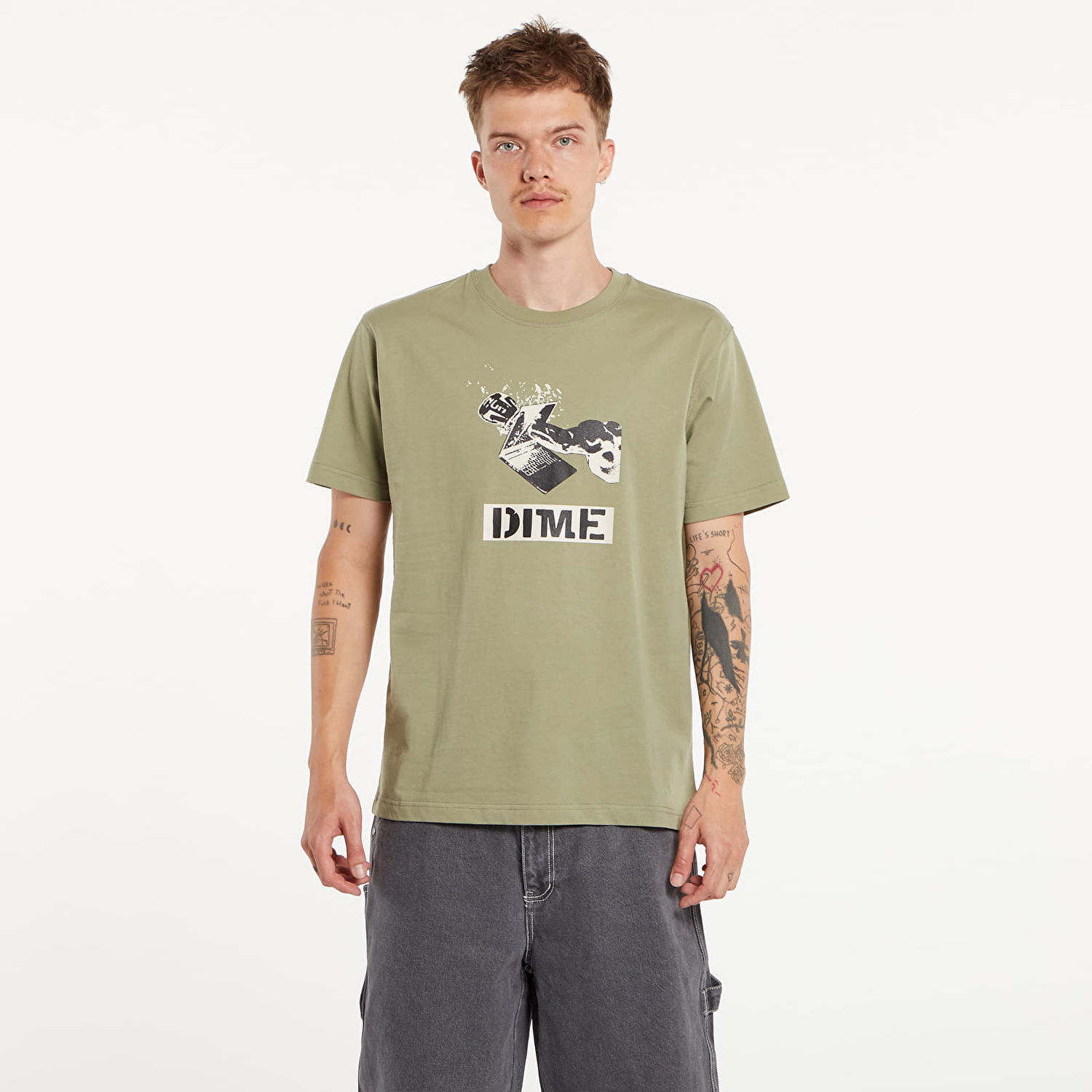 T-shirt Dime Ragequit T-Shirt UNISEX Warm Khaki Grøn | DIMESU2437KHA, 0