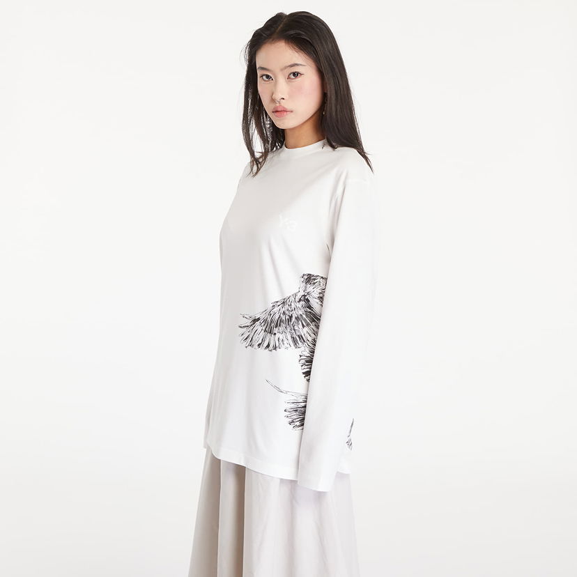 T-shirt Y-3 Graphic Long Sleeve Tee UNISEX Core White Hvid | IX0404