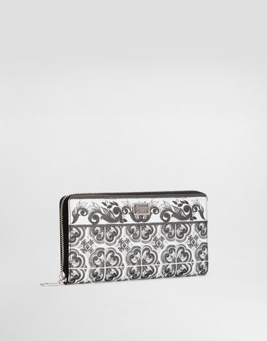 Tegnebog Dolce & Gabbana Dolce & Gabbana Majolica Print Calfskin Zip-Around Wallet Hvid | BP1672AN719IU3TN, 1