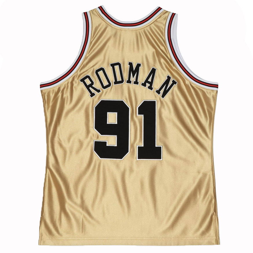 Jersey Mitchell & Ness Chicago Bulls Dennis Rodman 75th Swingman Jersey Metalisk | SMJY4398-CBU97DRDGOLD, 1