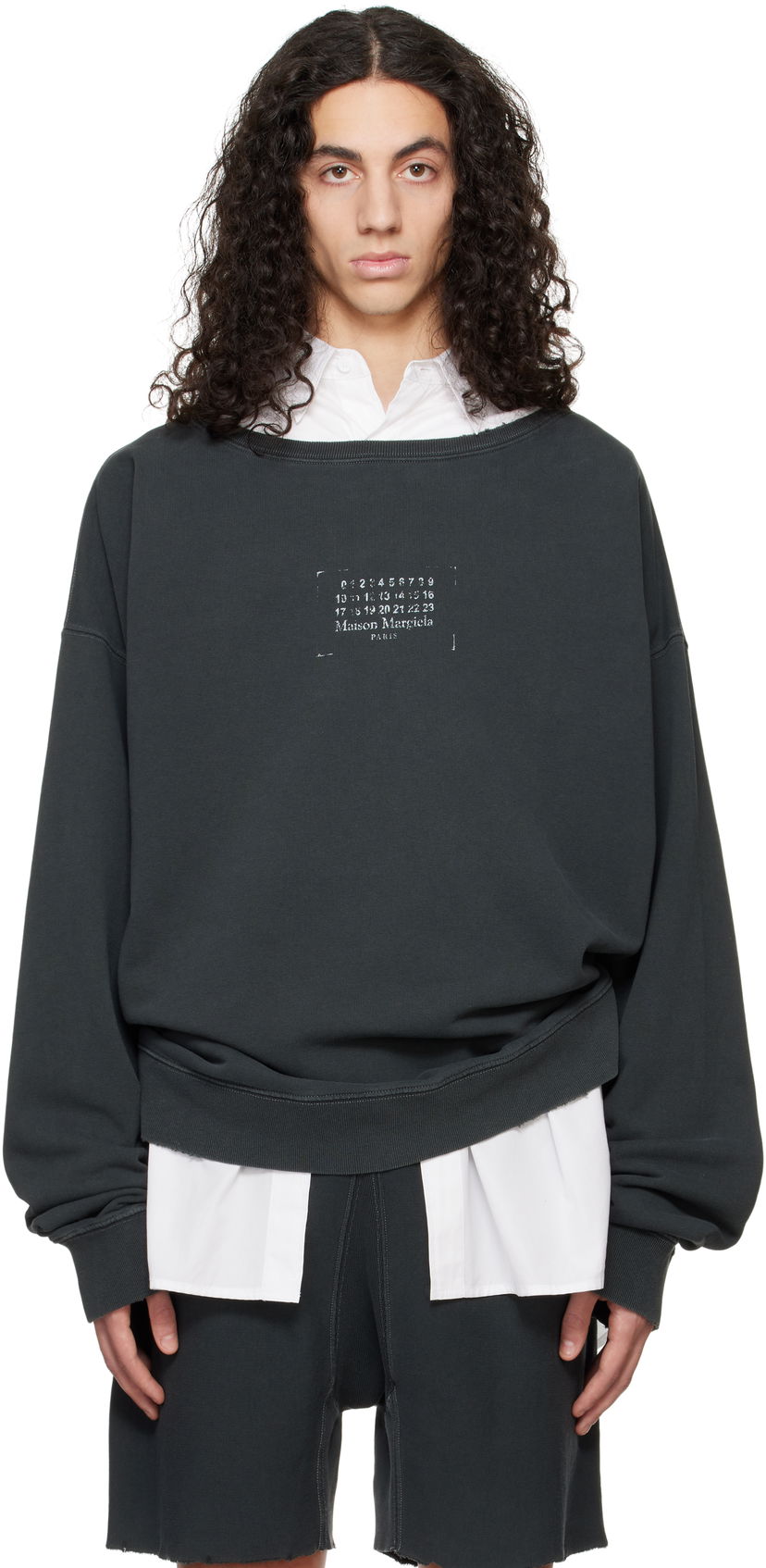 Sweatshirt Maison Margiela Maison Margiela Stamp Logo Sweatshirt Grå | S50GU0235 M25019