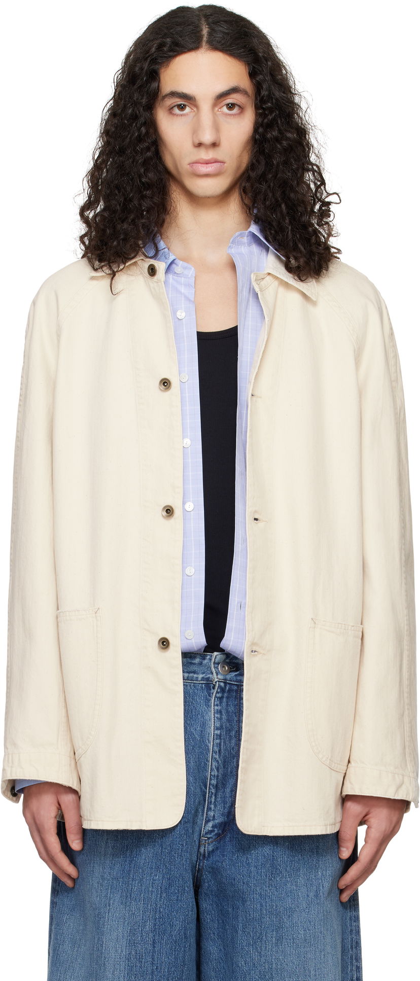 Jakke Maison Margiela Maison Margiela Sports Denim Jacket Beige | S50AM0635 M30023