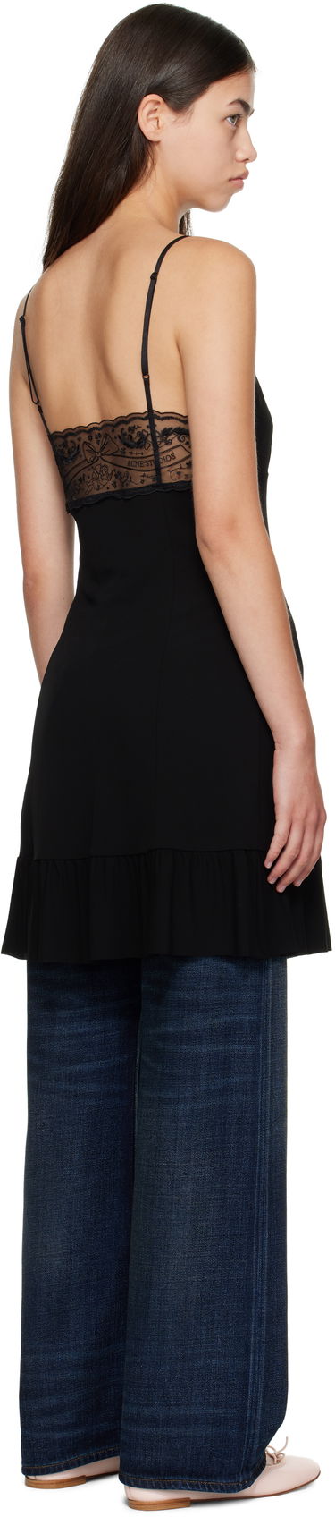 Kjole Acne Studios Lace-Trim Strap Minidress Sort | A20829-, 2