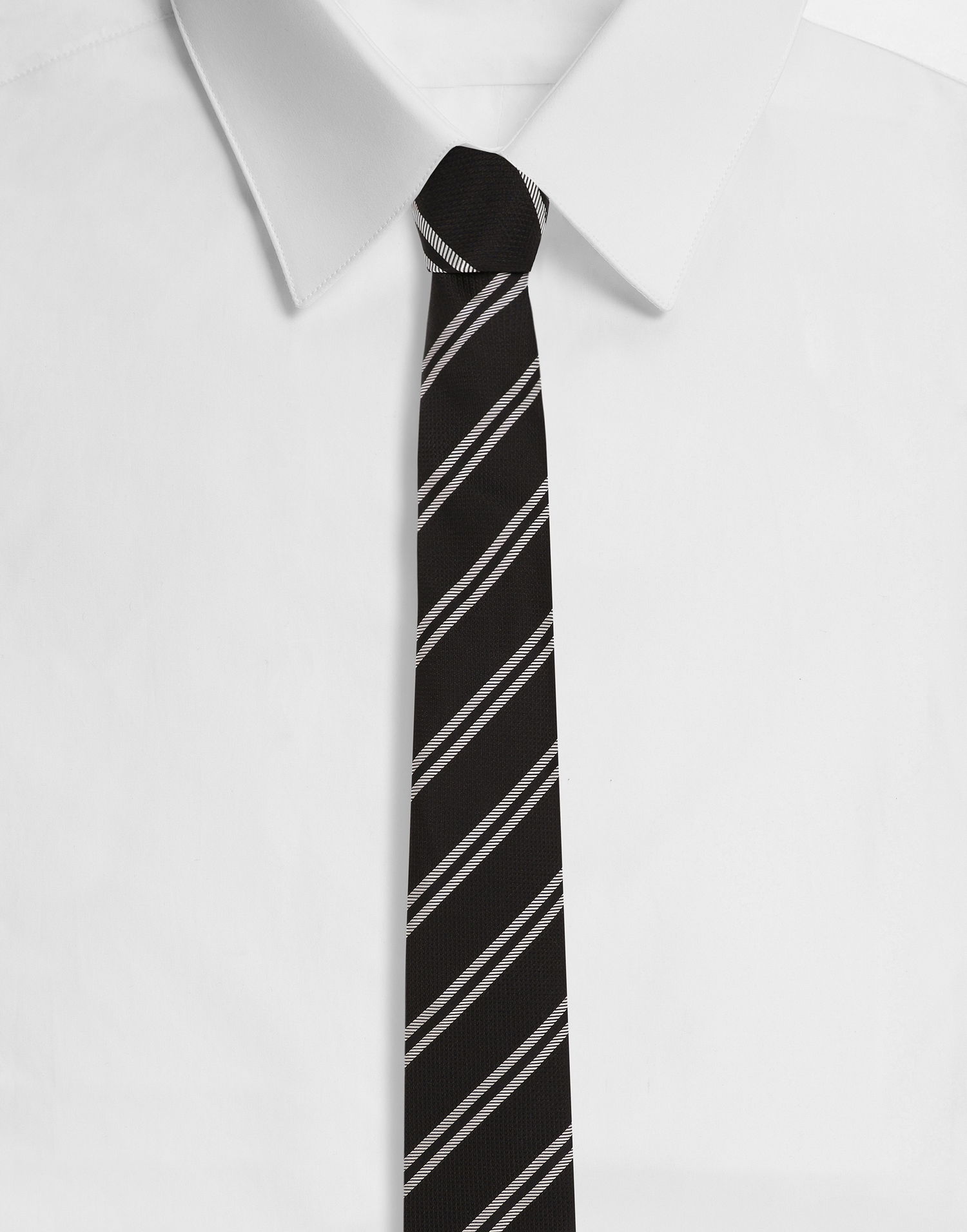 Tilbehør Dolce & Gabbana Dolce & Gabbana Silk Jacquard Tie with Regimental Stripes Sort | GT147EG0JRHN0004, 0