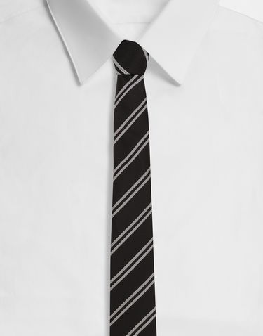 Tilbehør Dolce & Gabbana Dolce & Gabbana Silk Jacquard Tie with Regimental Stripes Sort | GT147EG0JRHN0004, 0