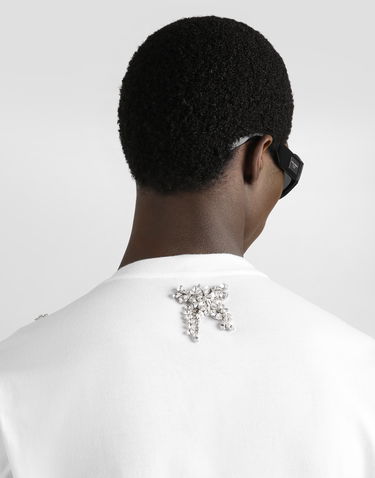 T-shirt Dolce & Gabbana Dolce & Gabbana Cotton T-Shirt with Crystal Embellishment Hvid | G8PN9ZG7PGSW0800, 3