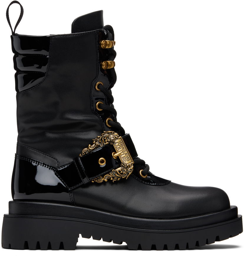 Sneakers og sko Versace Versace Jeans Couture Pin-Buckle Boots Sort | E79VA3S67_E71570