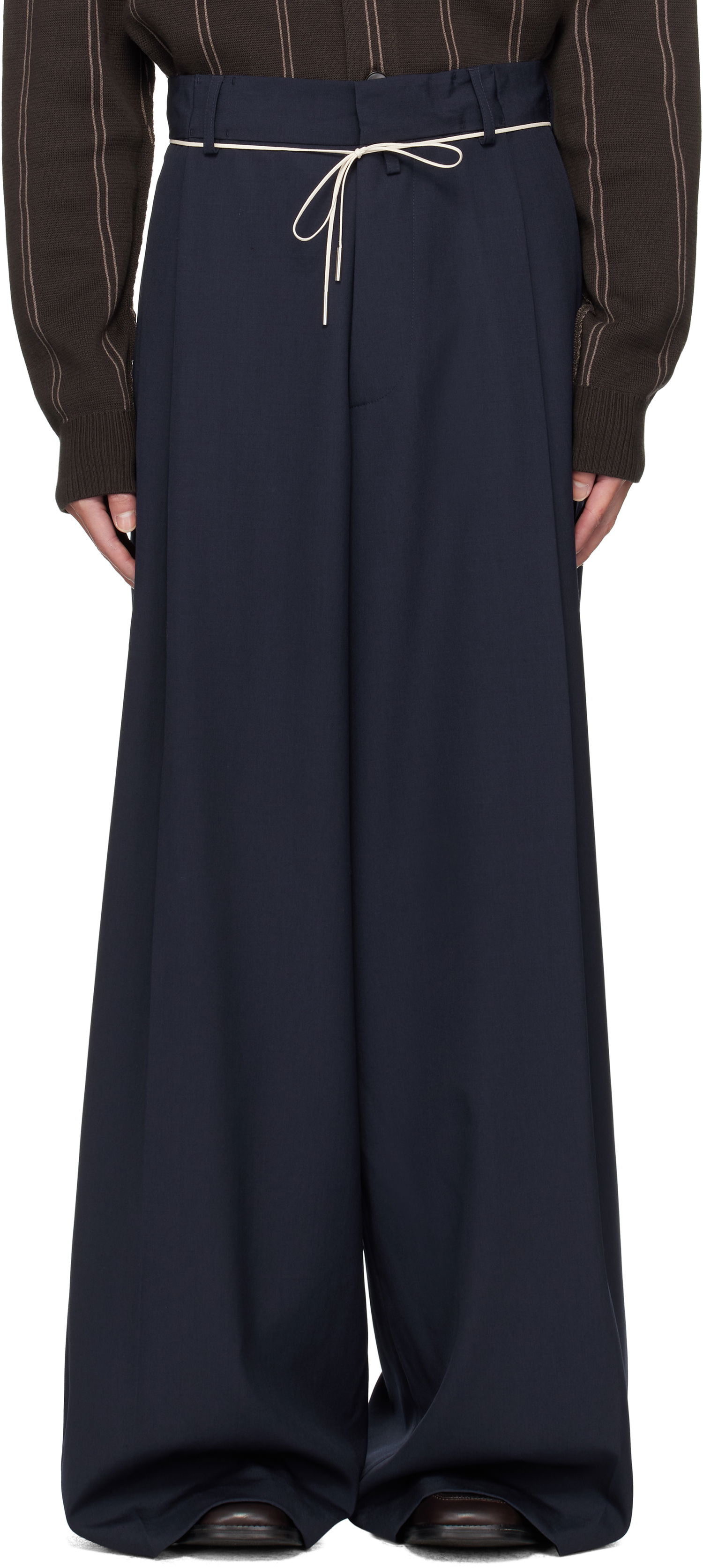 Bukser Dries Van Noten Dries Van Noten Drawstring Trousers Mørkeblå | 252-020915-2057, 0