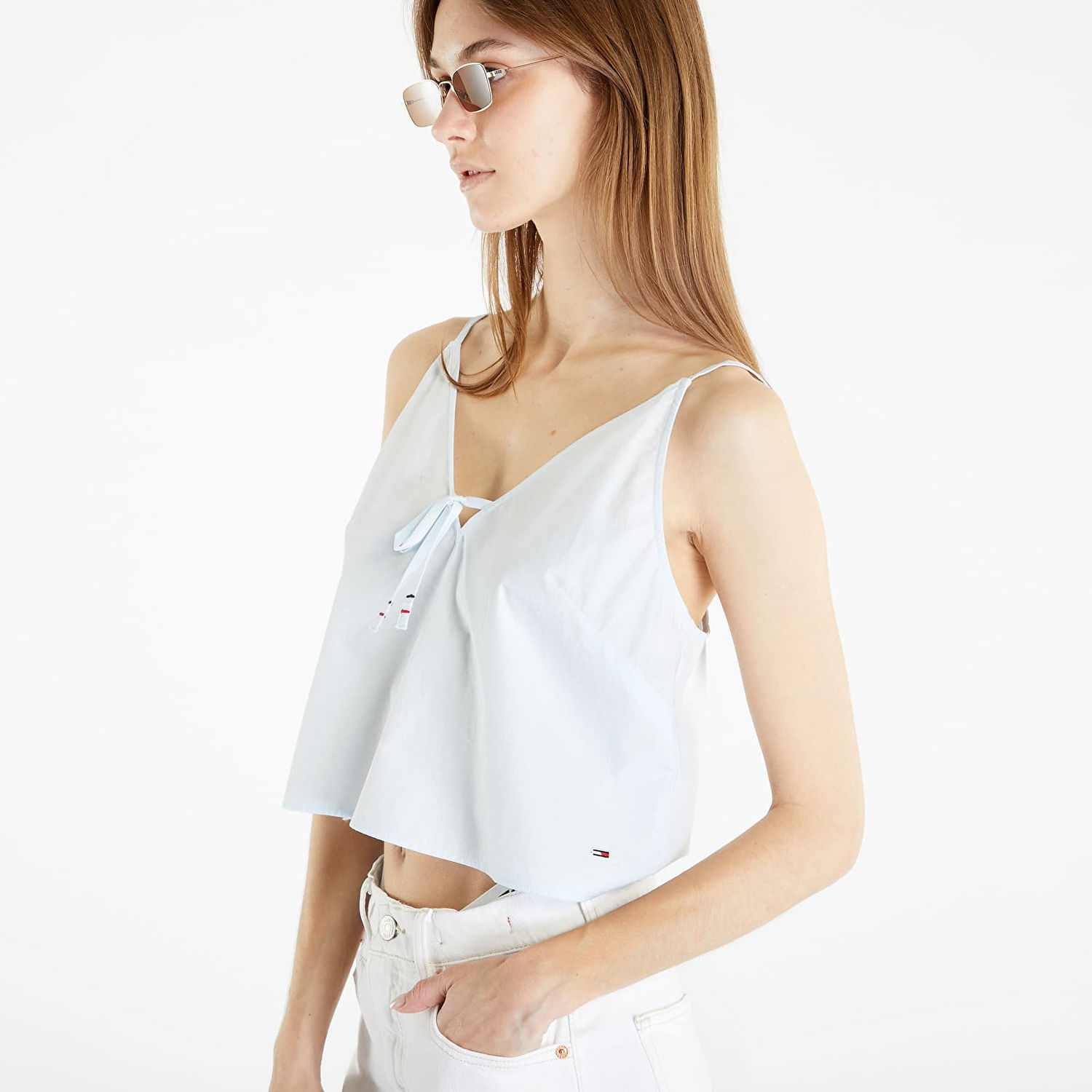 Tanktop Tommy Hilfiger Poplin Strappy Top Hvid | DW0DW15200 CYO, 0
