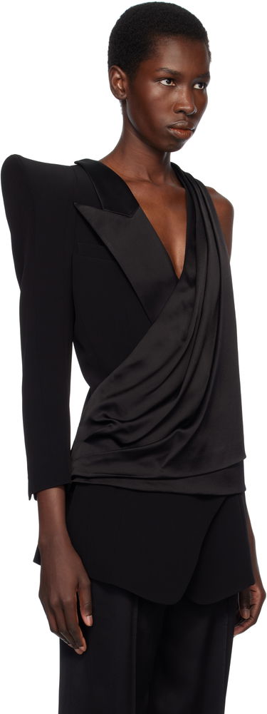 Tanktop Balmain Balmain Asymmetric Structured Blouse Jacket Sort | EF0AQ120MF01, 1