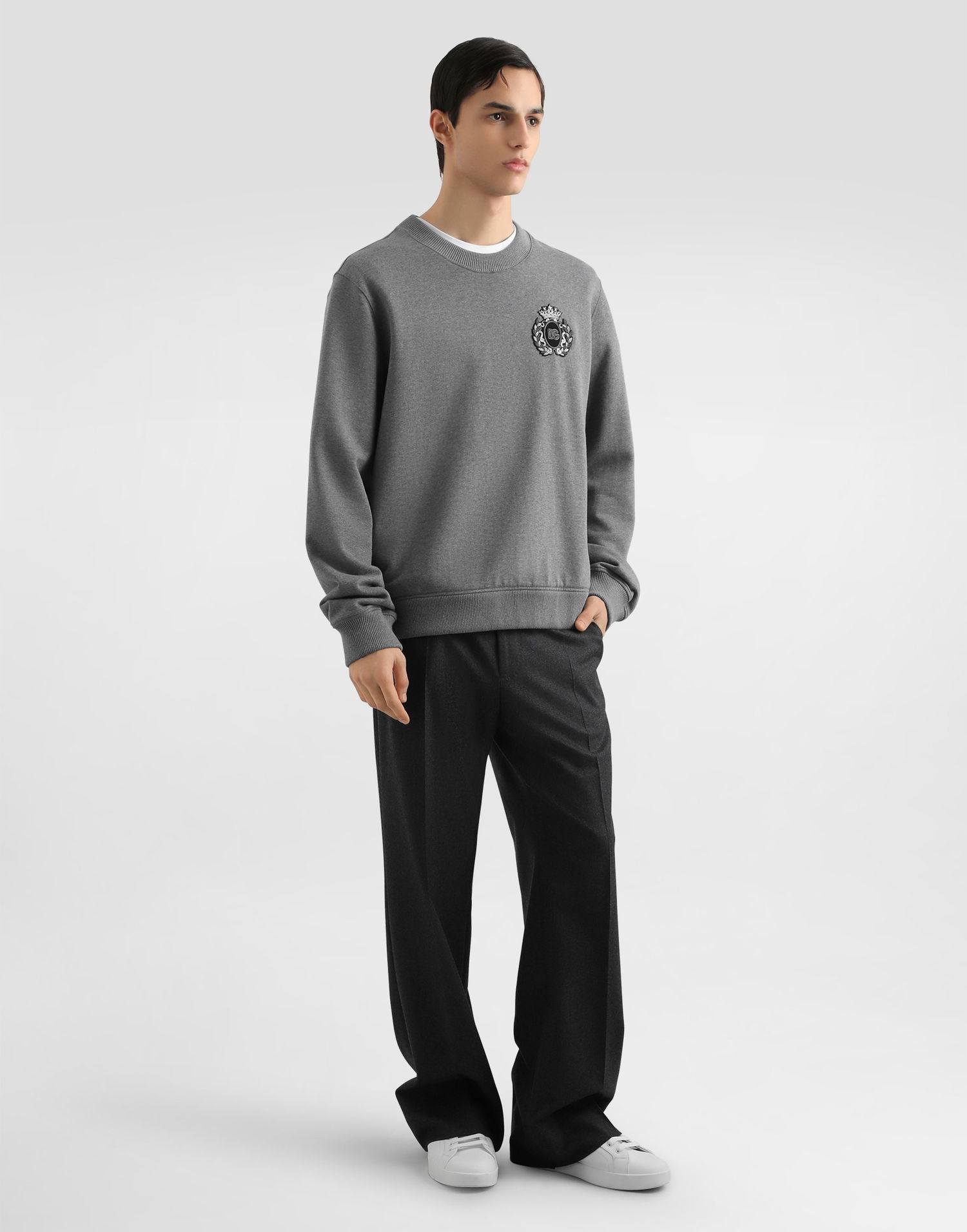 Sweater Dolce & Gabbana Dolce & Gabbana Heraldic Patch Sweatshirt Grå | G9ABJZG7PJ7S8291, 1
