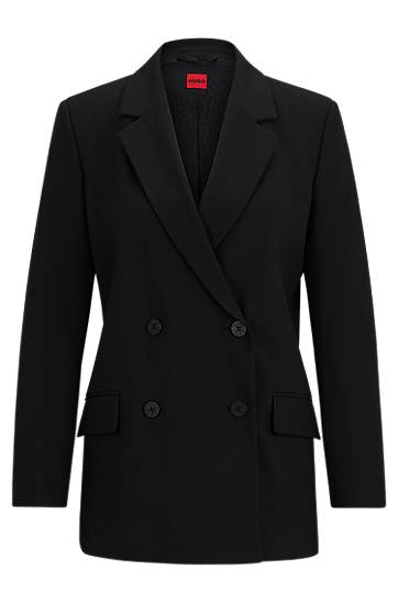 Jakke BOSS Relaxed-Fit Double-Breasted Stretch Jacket Sort | 50482092, 0