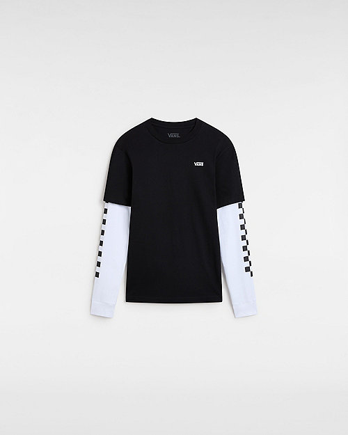 T-shirt Vans Vans Kids Long Check Twofer T-shirt Sort | VN0A49OYBLK, 0
