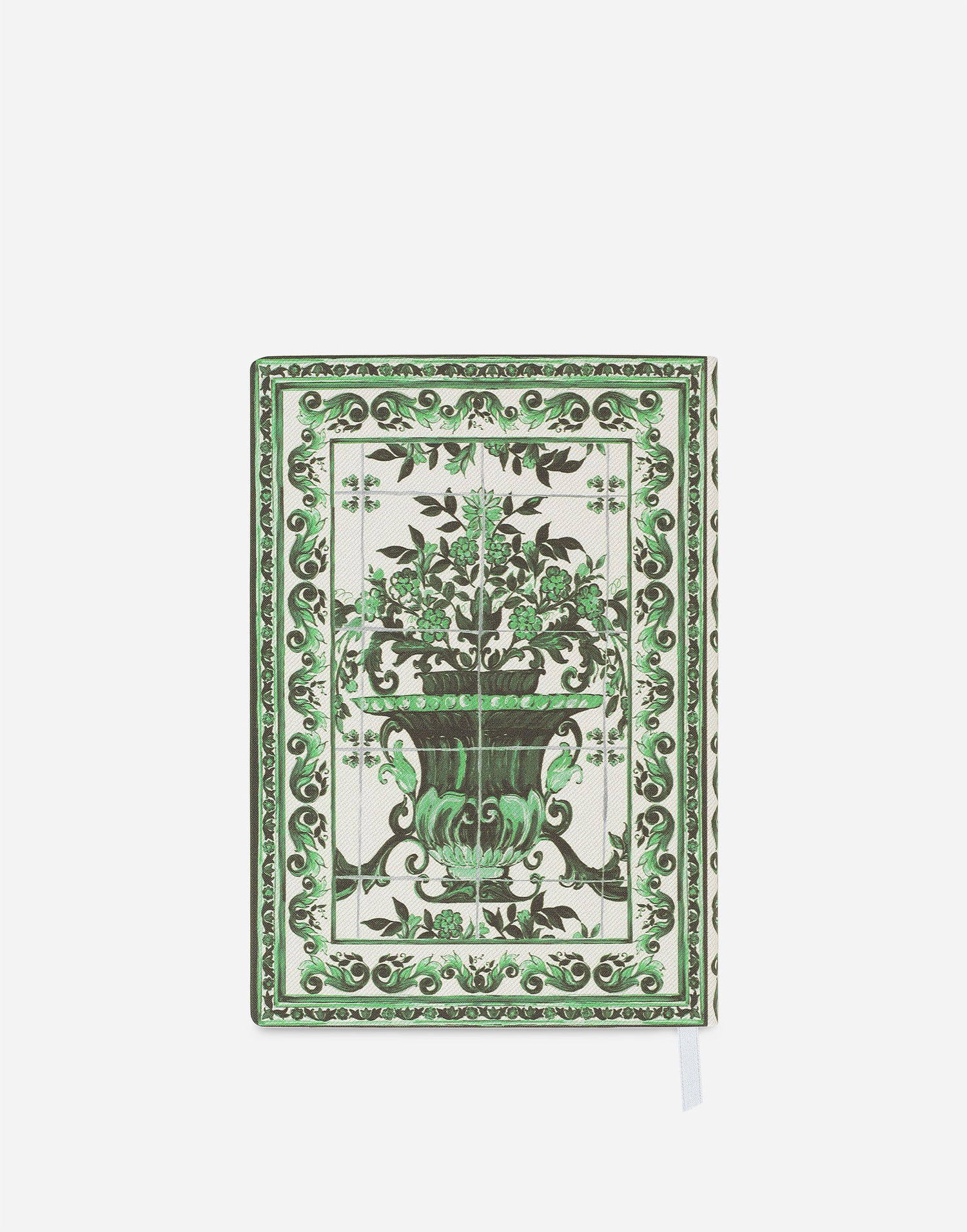 Bog og blad Dolce & Gabbana Medium Blank Notebook with Ornate Floral Vase Tile-Print Textile Cover Grøn | TCC025TCAE7UV003, 1