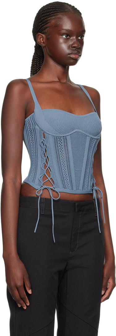 Tanktop Dion Lee Dion Lee Laced Knit Tank Top Blå | A7744F23, 1