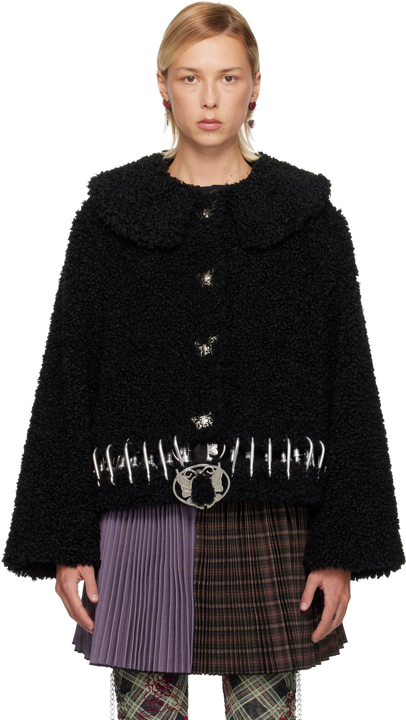 Jakke Chopova Lowena Parade Textured Cropped Carabiner Jacket Sort | 5319