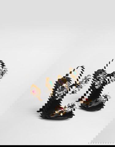 Tilbehør Dolce & Gabbana Dolce & Gabbana Embroidered Satin Sandals Sort | CR1934AX85280999, 1