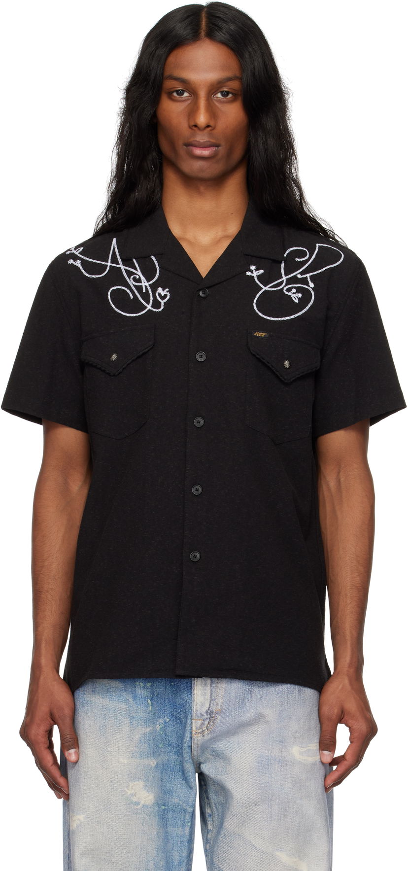 Skjorte Andersson Bell Andersson Bell Chain Embroidered Shirt Sort | atb1280m